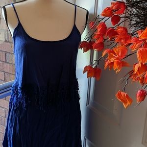 Navy blue fringe top dress